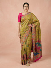 Pure Viscose Silk Meenakari Position Weaving Saree