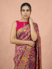 Pure Viscose Silk Meenakari Position Weaving Saree
