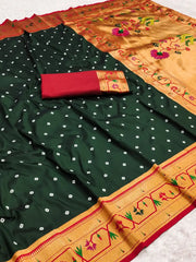 Trending Bandhani Paithani Weaving Saree