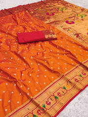 Trending Bandhani Paithani Weaving Saree
