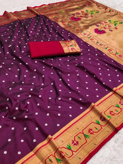 Trending Bandhani Paithani Weaving Saree
