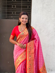 Trending Bandhani Paithani Weaving Saree