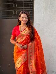 Trending Bandhani Paithani Weaving Saree
