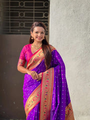 Trending Bandhani Paithani Weaving Saree
