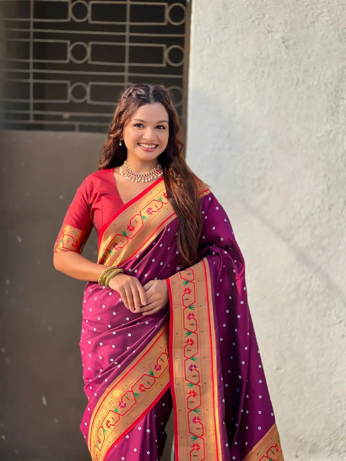 Trending Bandhani Paithani Weaving Saree