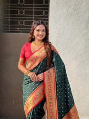 Trending Bandhani Paithani Weaving Saree