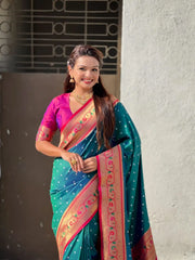 Trending Bandhani Paithani Weaving Saree