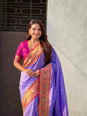 Trending Bandhani Paithani Weaving Saree