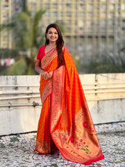Trending Bandhani Paithani Weaving Saree