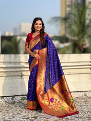 Trending Bandhani Paithani Weaving Saree