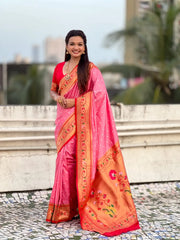 Trending Bandhani Paithani Weaving Saree