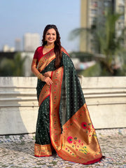Trending Bandhani Paithani Weaving Saree