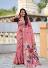 Premium Soft Muga Cotton Rich Flowery Pallu Saree