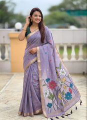 Premium Soft Muga Cotton Rich Flowery Pallu Saree