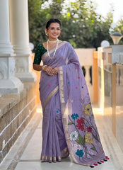Premium Soft Muga Cotton Rich Flowery Pallu Saree