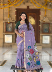 Premium Soft Muga Cotton Rich Flowery Pallu Saree