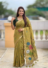 Premium Soft Muga Cotton Rich Flowery Pallu Saree