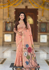 Premium Soft Muga Cotton Rich Flowery Pallu Saree