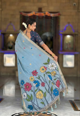 Premium Soft Muga Cotton Rich Flowery Pallu Saree