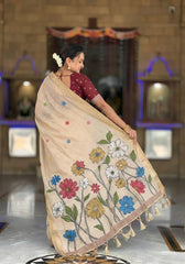 Premium Soft Muga Cotton Rich Flowery Pallu Saree