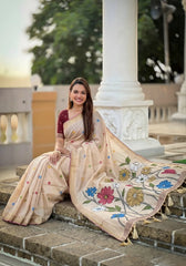 Premium Soft Muga Cotton Rich Flowery Pallu Saree