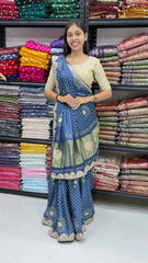 Desiner Bandhani Pure Lagadi Patta With Print saree