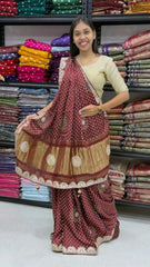 Desiner Bandhani Pure Lagadi Patta With Print saree