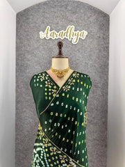 Gaji Silk Original Bandhani Gota Pati Hand Work Saree