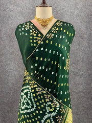 Gaji Silk Original Bandhani Gota Pati Hand Work Saree