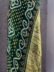 Gaji Silk Original Bandhani Gota Pati Hand Work Saree