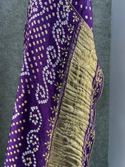 Gaji Silk Original Bandhani Gota Pati Hand Work Saree