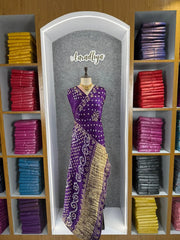 Gaji Silk Original Bandhani Gota Pati Hand Work Saree