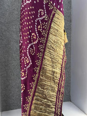 Gaji Silk Original Bandhani Gota Pati Hand Work Saree