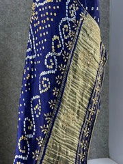 Gaji Silk Original Bandhani Gota Pati Hand Work Saree