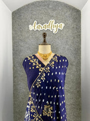 Gaji Silk Original Bandhani Gota Pati Hand Work Saree