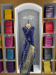 Gaji Silk Original Bandhani Gota Pati Hand Work Saree