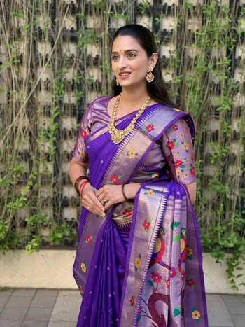 Phoolmala Paithani Soft Khadi Raw Silk Saree
