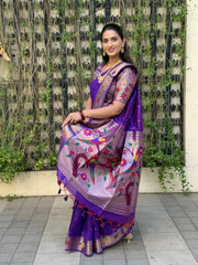 Phoolmala Paithani Soft Khadi Raw Silk Saree