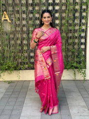 Phoolmala Paithani Soft Khadi Raw Silk Saree