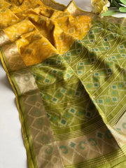 Ikkat Soft Desi Raw Silk Saree