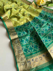 Ikkat Soft Desi Raw Silk Saree