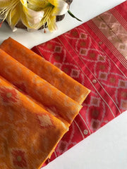 Ikkat Soft Desi Raw Silk Saree