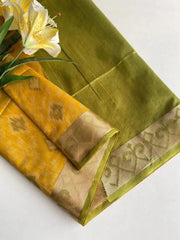 Ikkat Soft Desi Raw Silk Saree