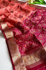 Ikkat Soft Desi Raw Silk Saree