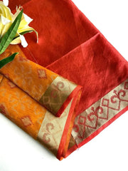 Ikkat Soft Desi Raw Silk Saree