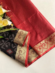 Ikkat Soft Desi Raw Silk Saree