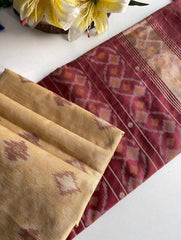 Ikkat Soft Desi Raw Silk Saree