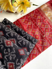 Ikkat Soft Desi Raw Silk Saree