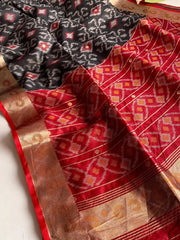 Ikkat Soft Desi Raw Silk Saree