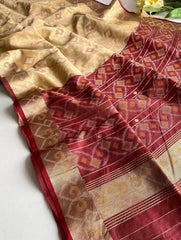 Ikkat Soft Desi Raw Silk Saree